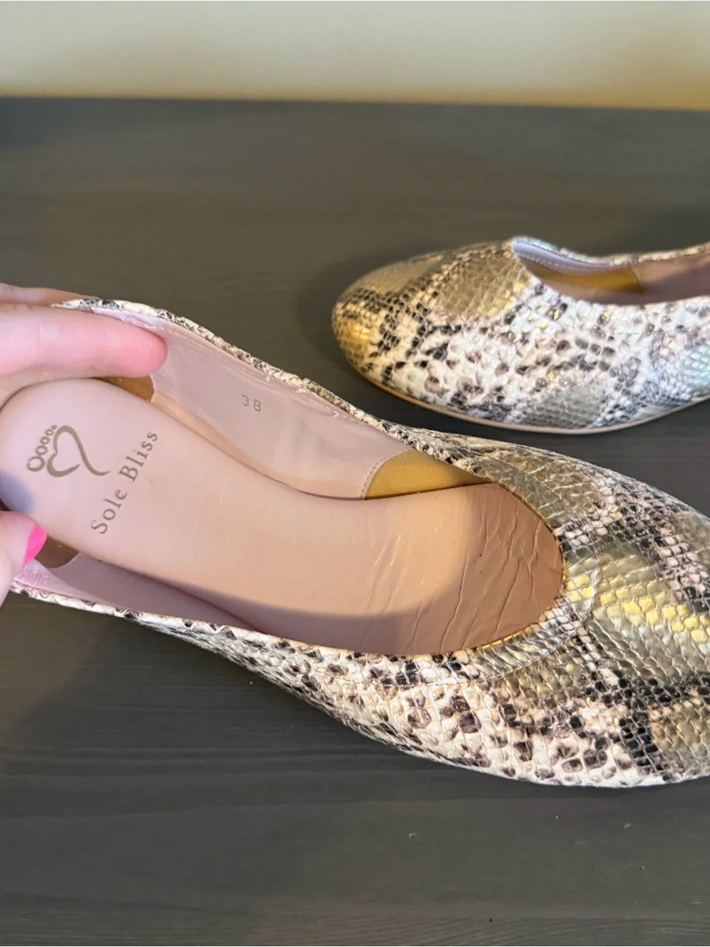 Sole Bliss Women’s Snake-Print Ballet Flats